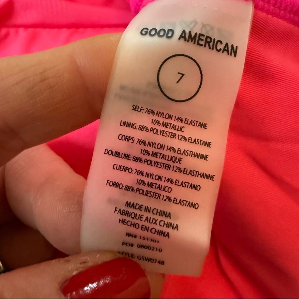 NWT Good American SPARKLE MODERN TANK SWIMSUIT IN KNOCKOUT PINK 7 - Picture 5 of 5